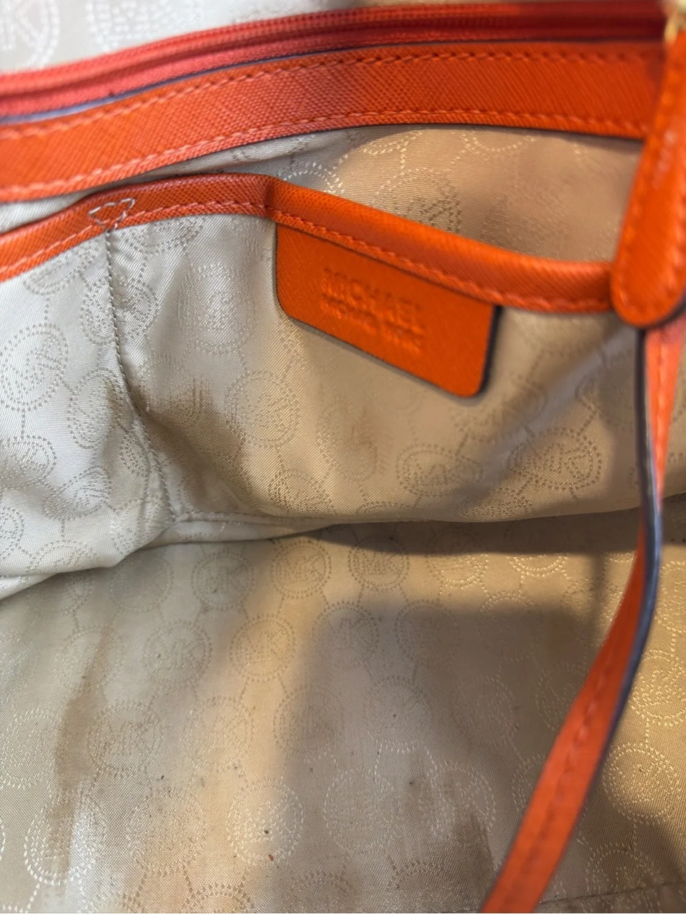Michael Kors Jet Set Orange Saffiano Tote Purse Wallet Dust Bag Crossbody Set